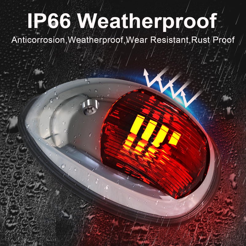 Obcursco Boat Navigation Lights, LED Red and Green Vertical Mount for Bow and Stern, IP67 Waterproof Marine Lights for Pontoon, Bass, and Jon Boats(Sliver) - Image 3